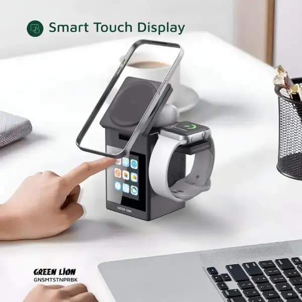 شارژر وایرلس گرین لاین مدل Green Lion Smart Station Pro LCD Display Wireless Charger with Speaker — تصویر ۸