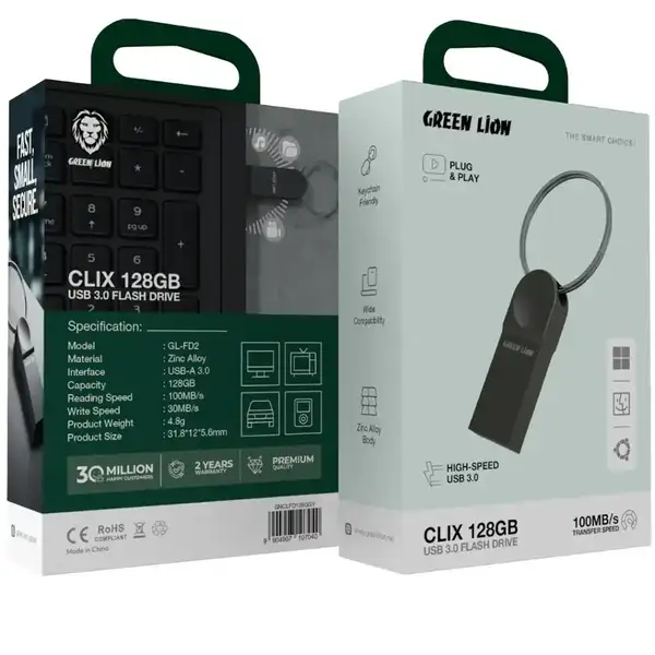 فلش مموری 128 گیگابایت گرین لاین مدل Green Lion Clix USB 3.0 Flash Drive — تصویر ۳