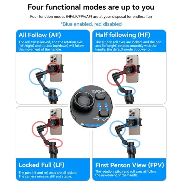 گیمبال سه‌محوره یسیدو مدل Yesido SF27 3‑Axis Handheld Gimbal Stabilizer for Smartphones — تصویر ۲