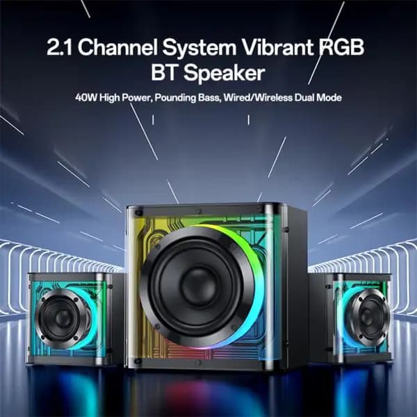 اسپیکر بلوتوثی 40 وات یسیدو مدل Yesido YSW41 RGB Bluetooth Speaker Subwoofer — تصویر ۲