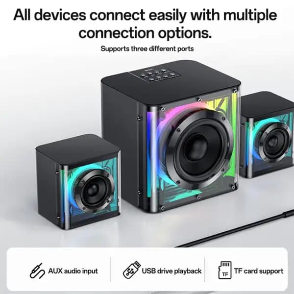 اسپیکر بلوتوثی 40 وات یسیدو مدل Yesido YSW41 RGB Bluetooth Speaker Subwoofer — تصویر ۷
