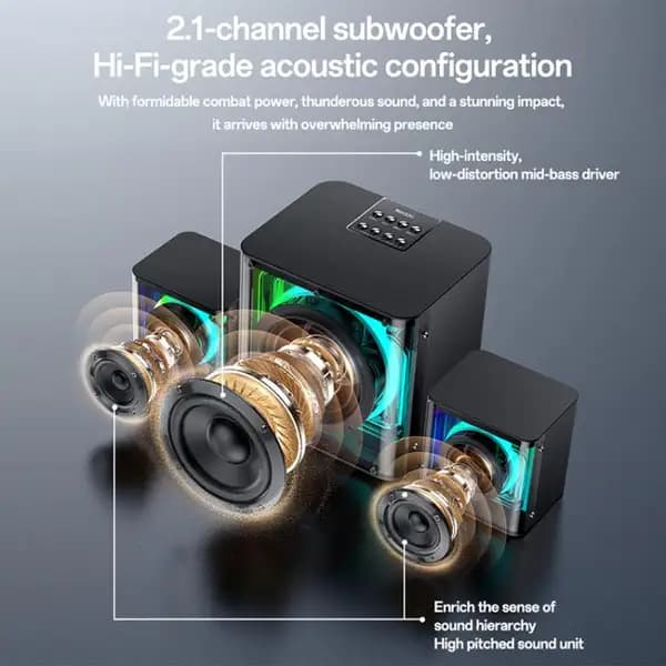 اسپیکر بلوتوثی 40 وات یسیدو مدل Yesido YSW41 RGB Bluetooth Speaker Subwoofer — تصویر ۴