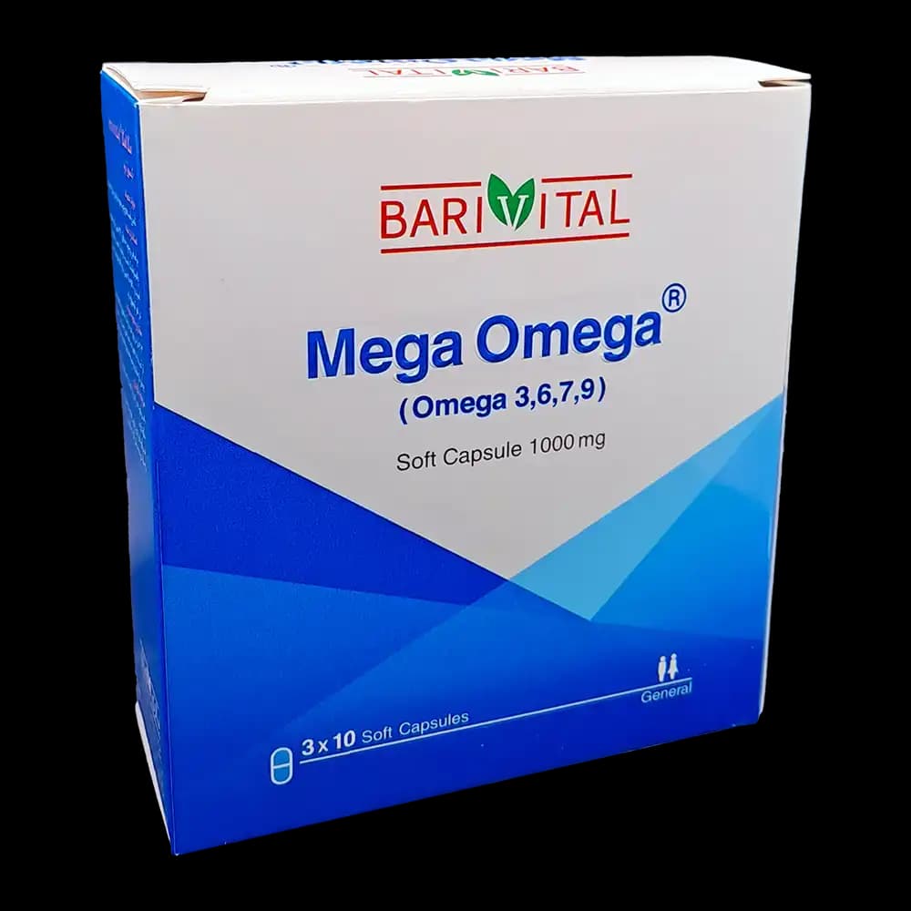سافت ژل مگا امگا 1000 میلی گرم 9 7 6 3 باریویتال 30 عدد