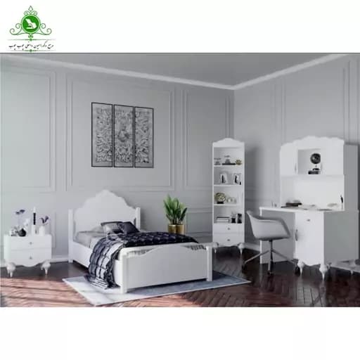 تخت خواب یک نفره MDF وکیوم مدل نازنین بدون کشو بدون تشک مبلمان فرنا مدل 1143867