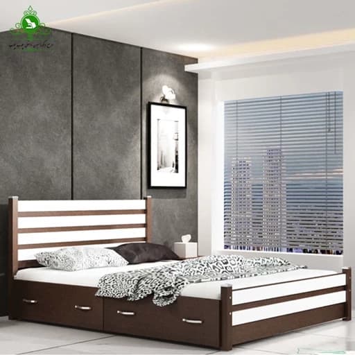 تخت خواب دو نفره مدل آذین با کشو بدون تشک مبلمان فرنا مدل 1143864
