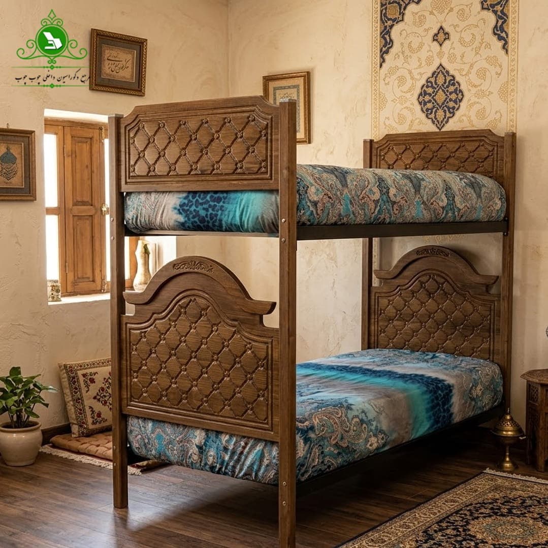تخت خواب دو طبقه MDF مدل روژان با کشو بدون تشک مبلمان فرنا مدل 1143863 — تصویر ۲
