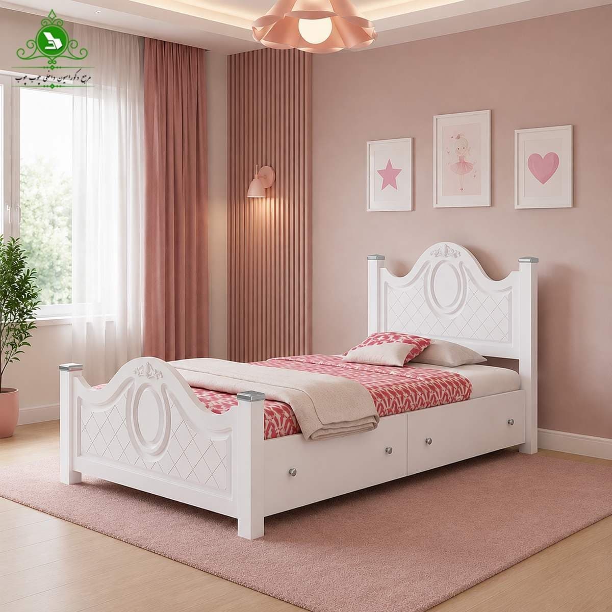 تخت خواب یک نفره MDF مدل آرامش با کشو بدون تشک مبلمان فرنا مدل 1143862 — تصویر ۲