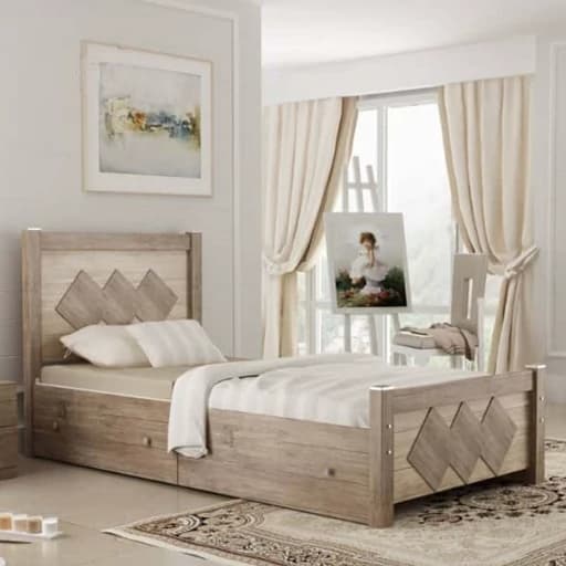 تخت خواب یک نفره مدل لوزی با کشو بدون تشک مبلمان فرنا مدل 1143859