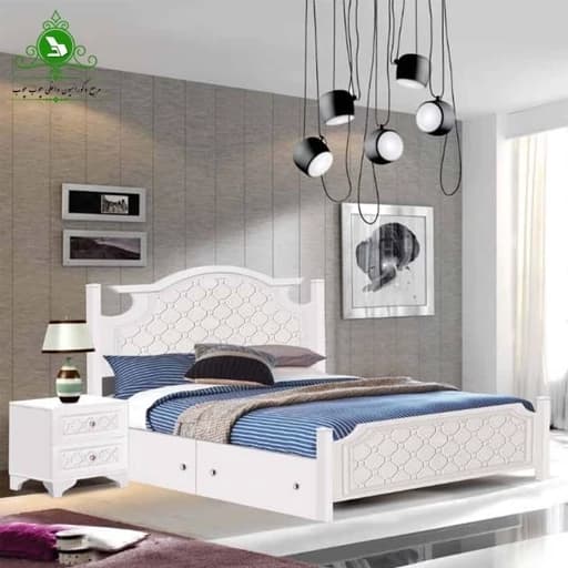 تخت خواب دو نفره MDF وکیوم مدل روژان مبلمان فرنا مدل 1143827