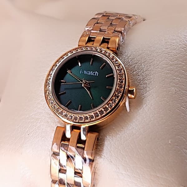 ساعت مچی زنانه آی واچ اورجینال ژاپن رزگلد سبز مدل 190228L