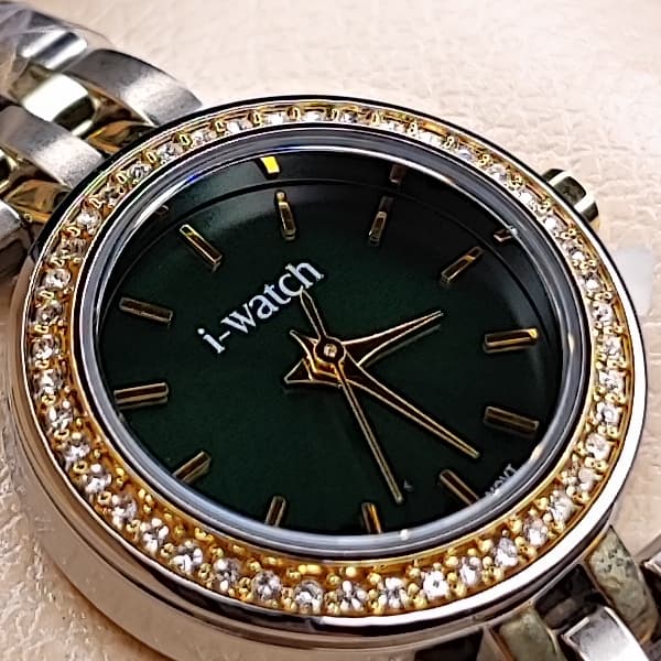 ساعت مچی زنانه آی واچ اورجینال ژاپن رزگلد نقره ای سبز مدل 190264L — تصویر ۳