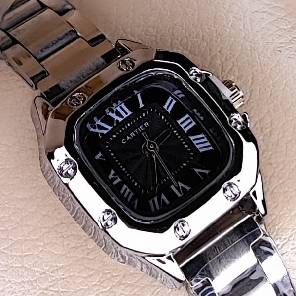 ساعت مچی زنانه کارتیر Cartier Panthère بند استیل نقره‌ای مشکی — تصویر ۶
