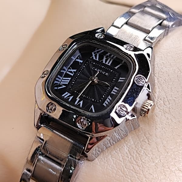 ساعت مچی زنانه کارتیر Cartier Panthère بند استیل نقره‌ای مشکی — تصویر ۷