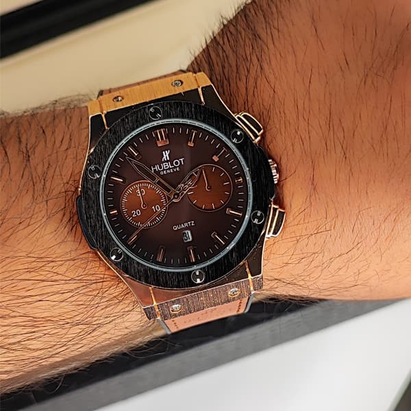 ساعت مچی مردانه هابلوت Hublot قهوه ای (تک موتوره) — تصویر ۵