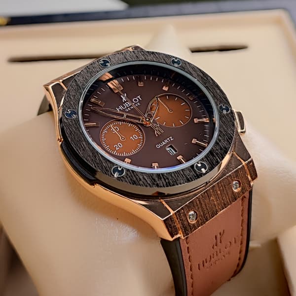 ساعت مچی مردانه هابلوت Hublot قهوه ای (تک موتوره) — تصویر ۳