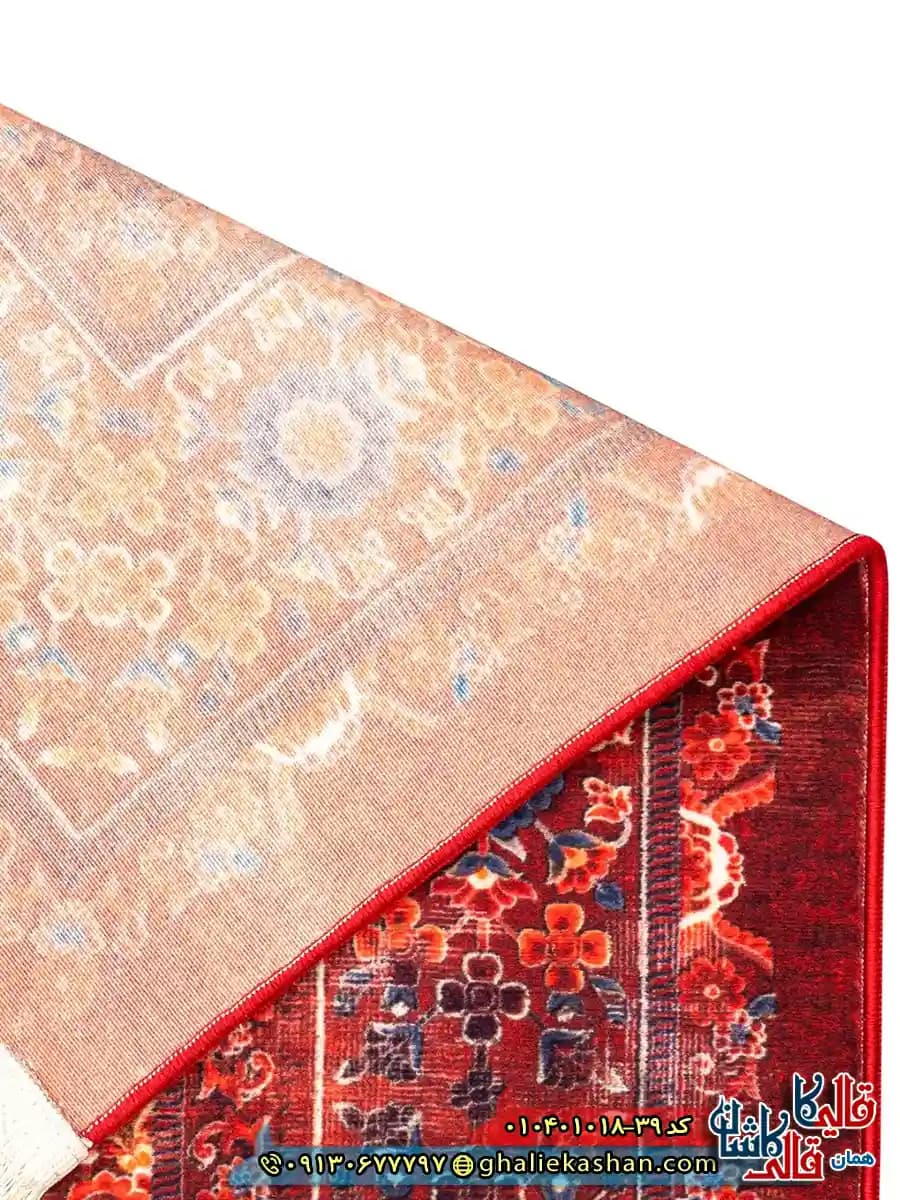 فرش سنتی 1000 شانه طرح افشان گل افشان کرمان زمینه عنابی کاشان — تصویر ۶