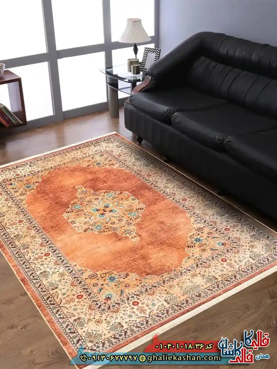 فرش سنتی 1000 شانه طرح هریس گل ریز زمینه عنابی کاشان