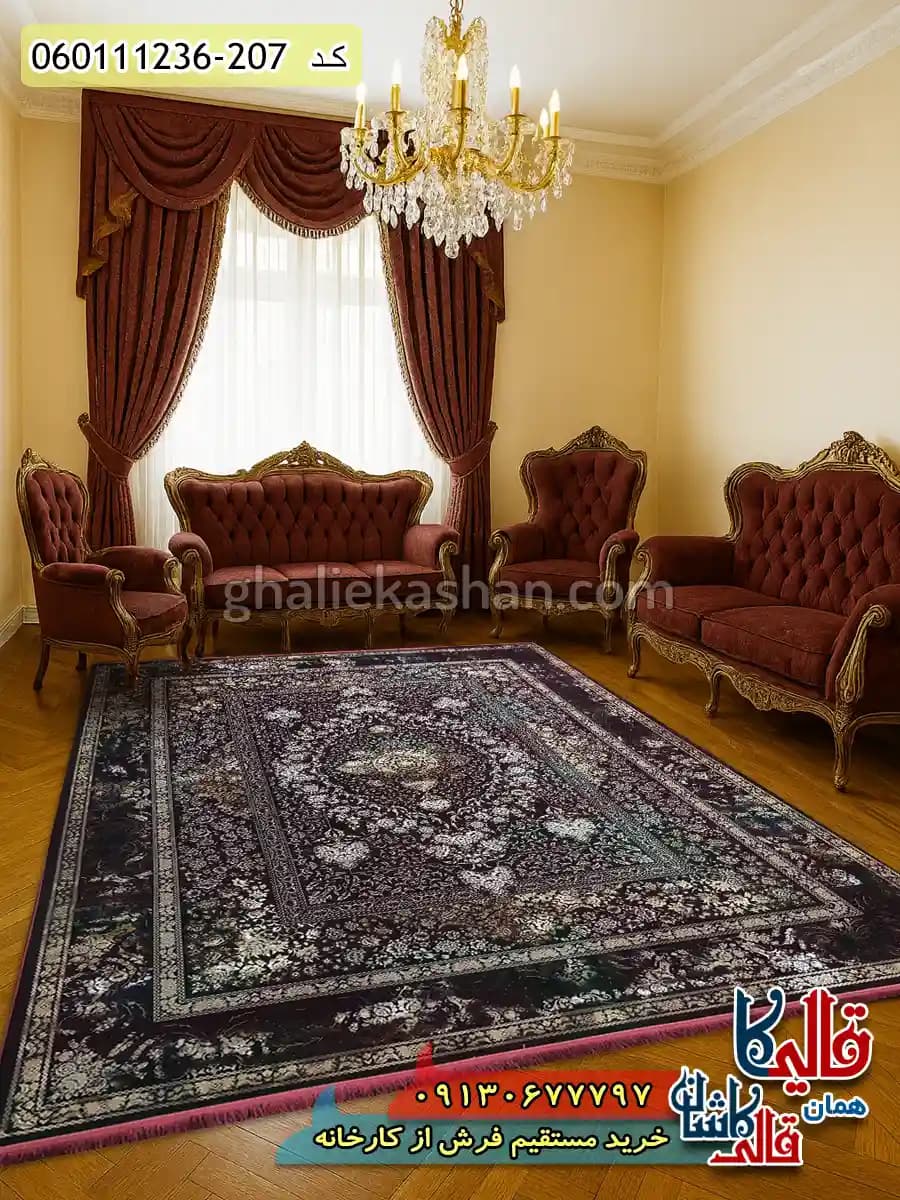 فرش وینتیج 1200 شانه طرح نیکا رنگ قرمز لاکی گل برجسته کاشان