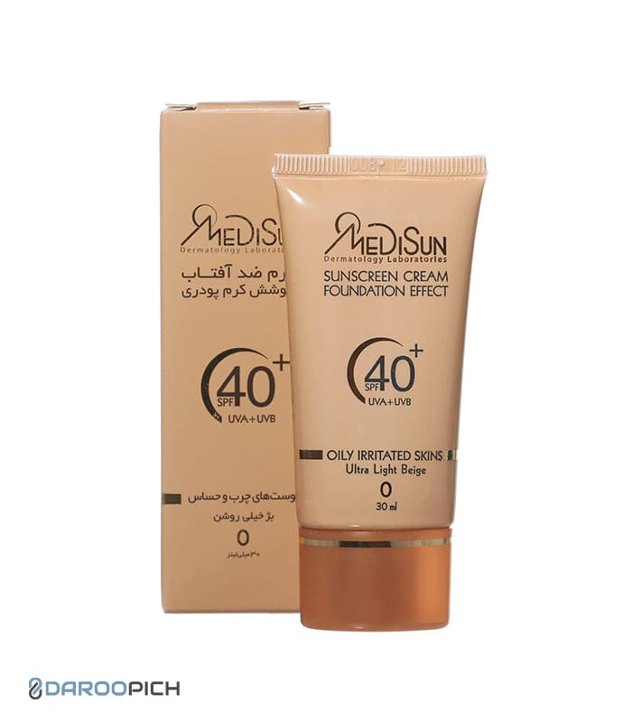 کرم ضد آفتاب بژ خیلی روشن فاقد چربی SPF40 مدیسان مناسب پوست چرب