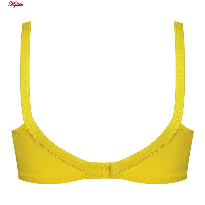 سوتین زنانه سوزنی کش باریک مدل بدون فنر زرد کد 5056 — تصویر ۳
