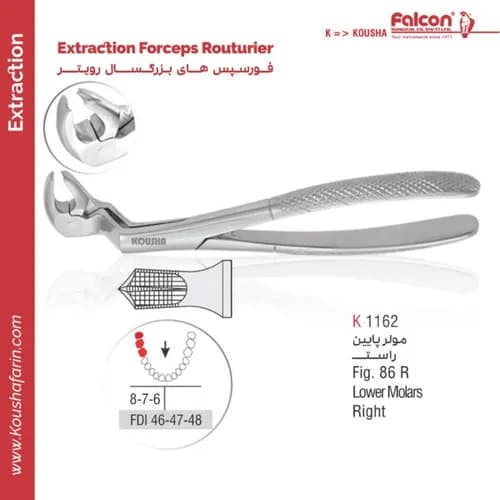 فورسپس مولر پایین راست // Fig. 86 R // کوشا