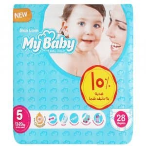 پوشک بچه مای بیبی سایز پنج 5 (12تا20کیلوگرم) بسته 28 عددی