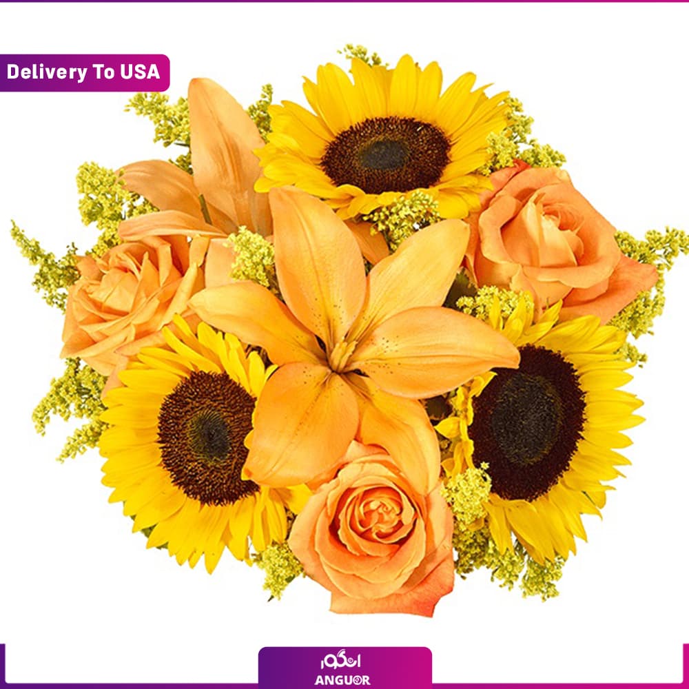 دسته گل رز و آلسترومریا (تحویل امریکا)