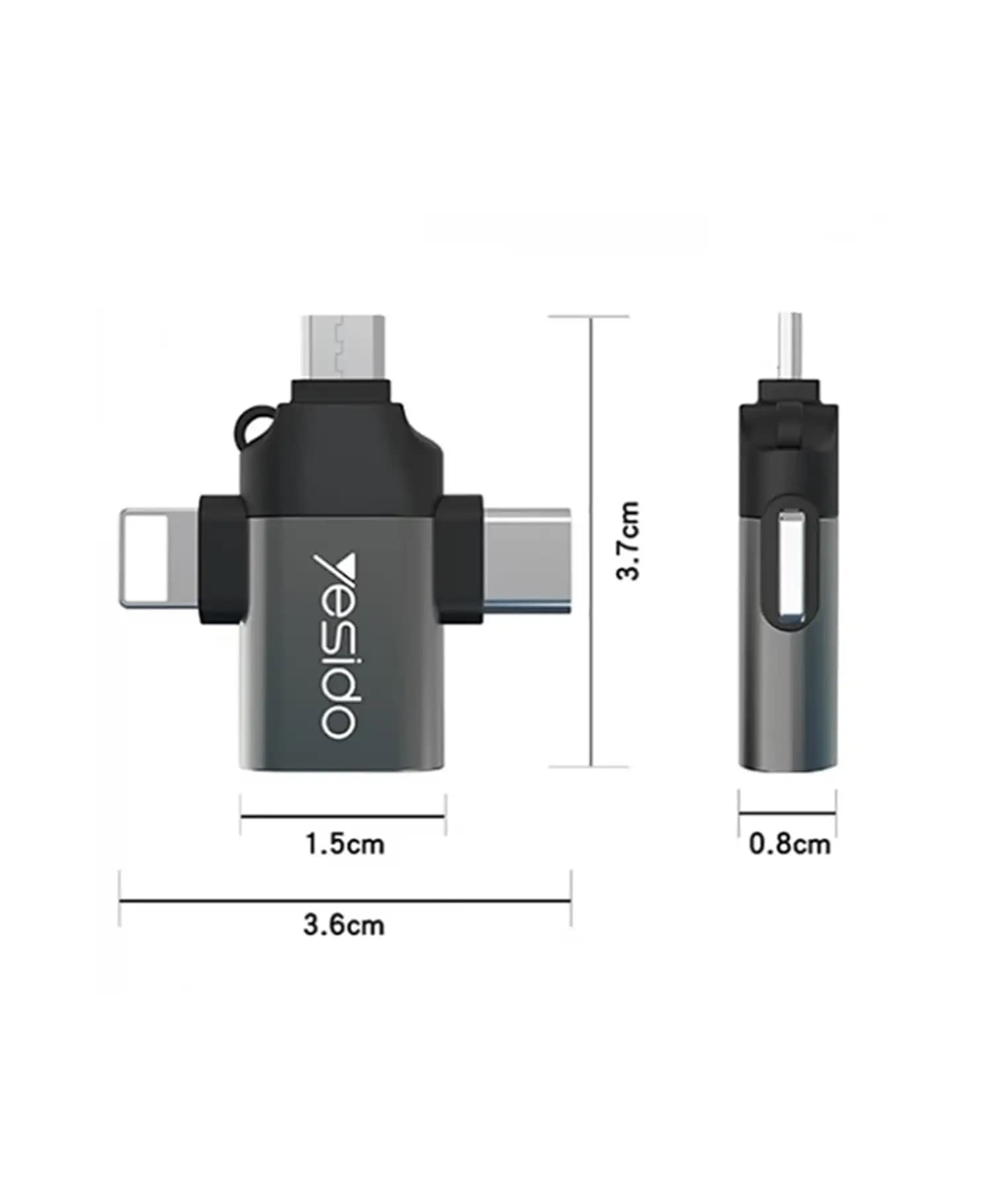 تبدیل OTG چندکاره یسیدو مدل Yesido GS15 3 In 1 — تصویر ۲
