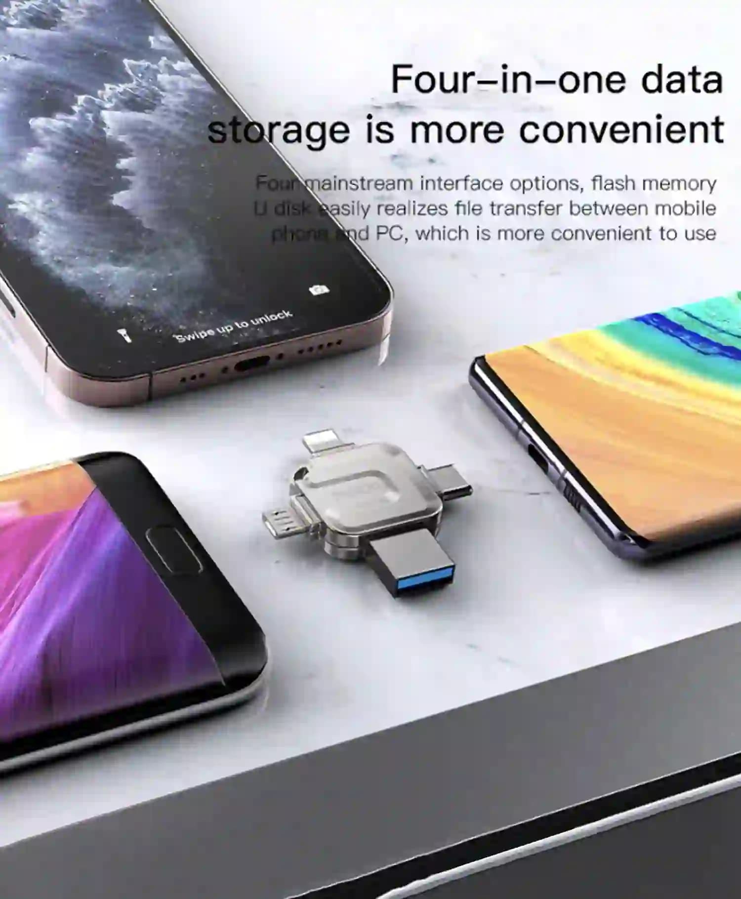 مبدل OTG و فلش مموری 4 پورت یسیدو مدل FL15 USB 3.0 ظرفیت 128 گیگابایت — تصویر ۳
