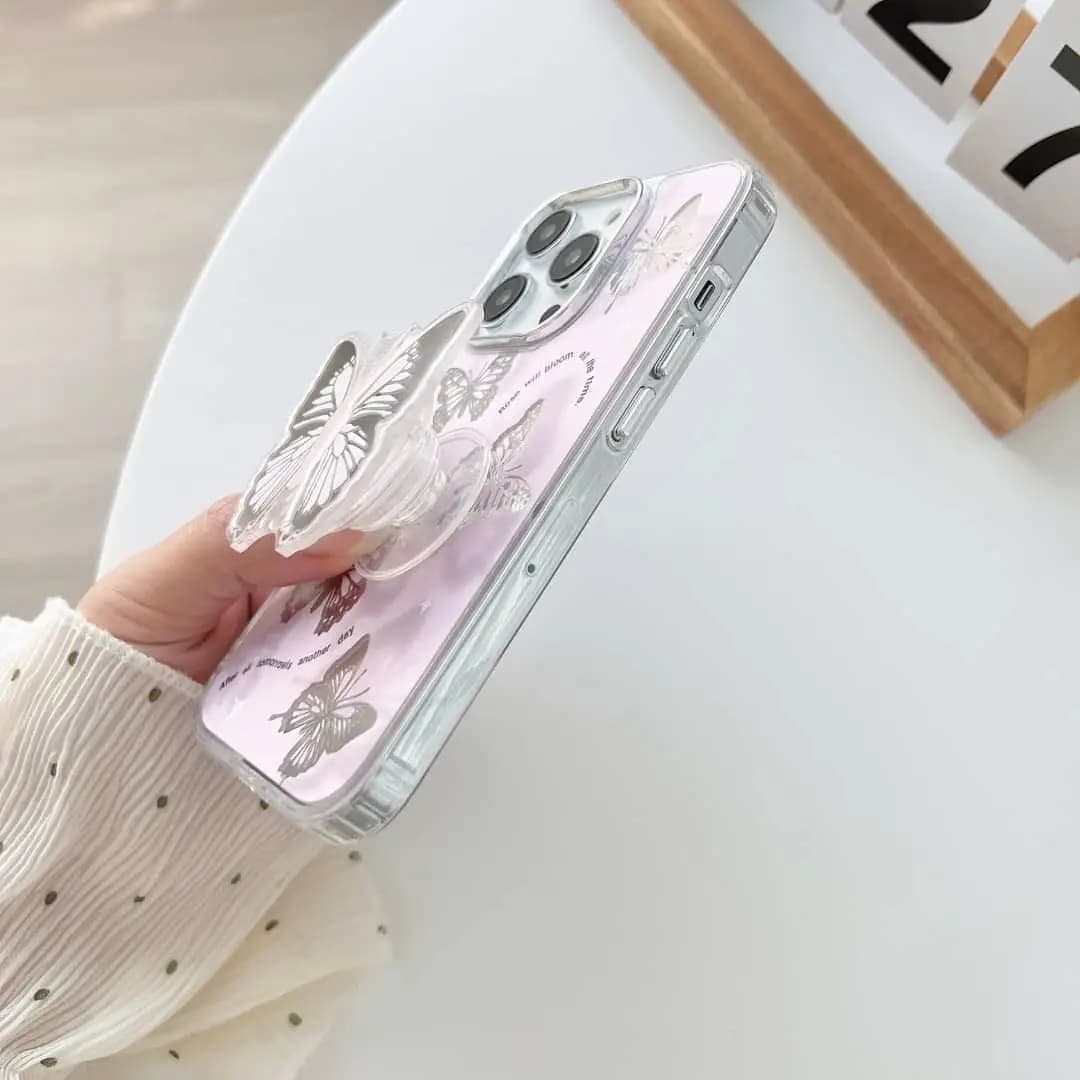 قاب ایفون طرح پروانه پاپ سوکت دار (449) — تصویر ۲