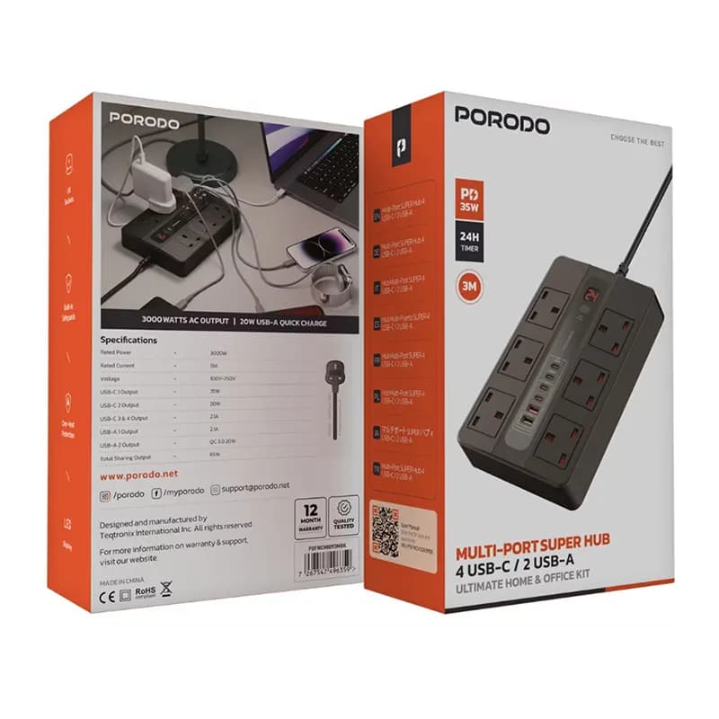 چندراهی برق پرودو مدل PORODO PD-FWCH009-3M-BK — تصویر ۳