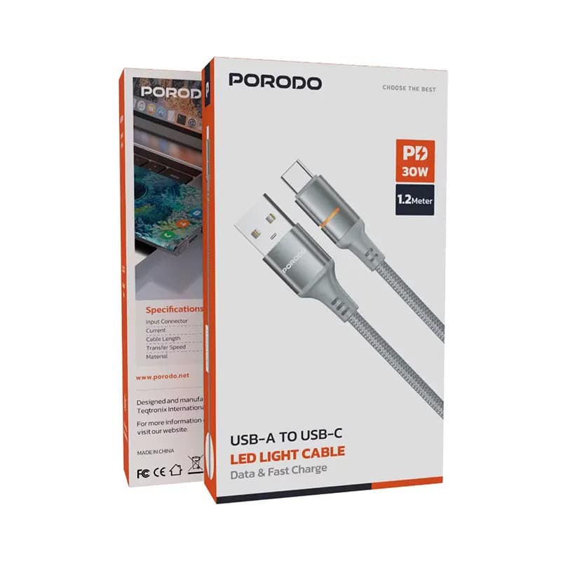 کابل شارژ پرودو مدل PORODO PD-CBL0027-GY-C — تصویر ۳
