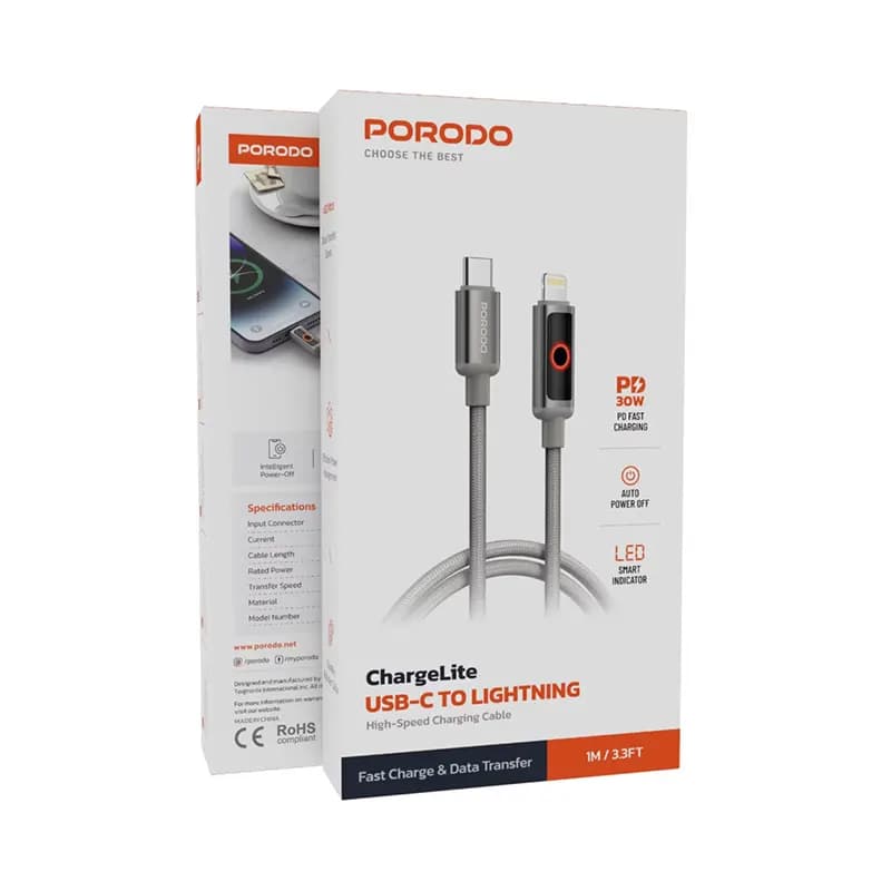 کابل شارژ پرودو مدل PORODO PDCBL0046GY — تصویر ۴