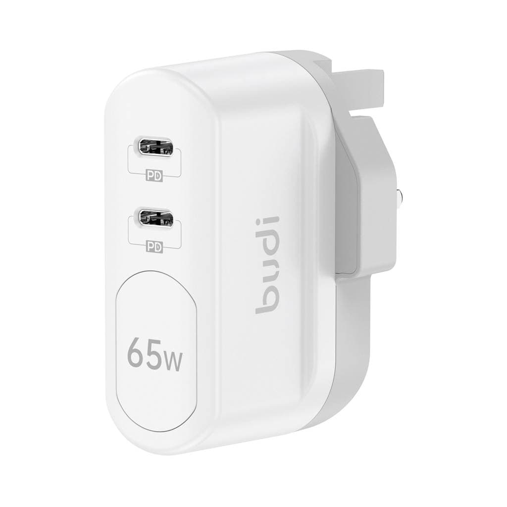 شارژر دیواری 65W بودی PD و فست سه پین با دو خروجی USB-C و سری قابل چرخش مدل AC326RUW با گارانتی 18 ماهه (6 ماه تعویض) — تصویر ۲