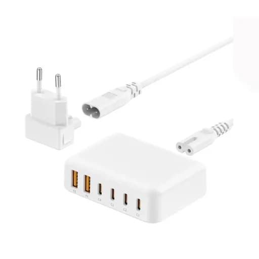 هاب شارژ رومیزی 60W GaN بودی 6 پورت به همراه کابل 1.5 متری مدل AC318EW با گارانتی 18 ماهه (6 ماه تعویض) — تصویر ۱۰