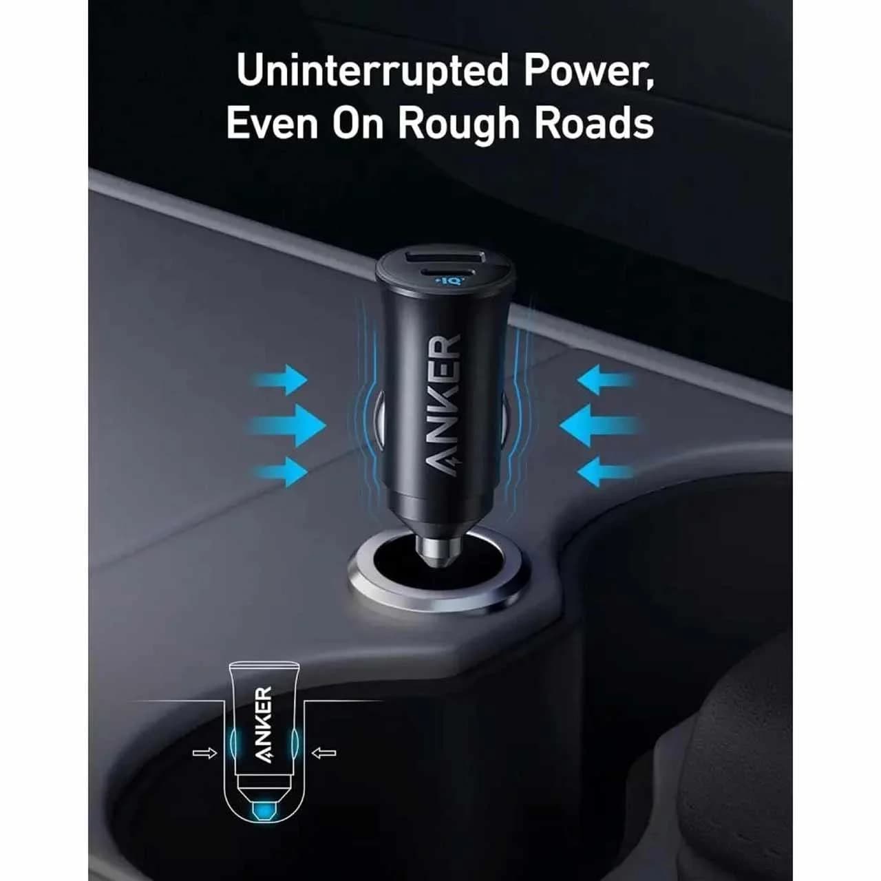 شارژر فندکی فست دو پورت Anker مدل A2741H11 30W- مشکی (گارانتی شش ماهه) — تصویر ۳