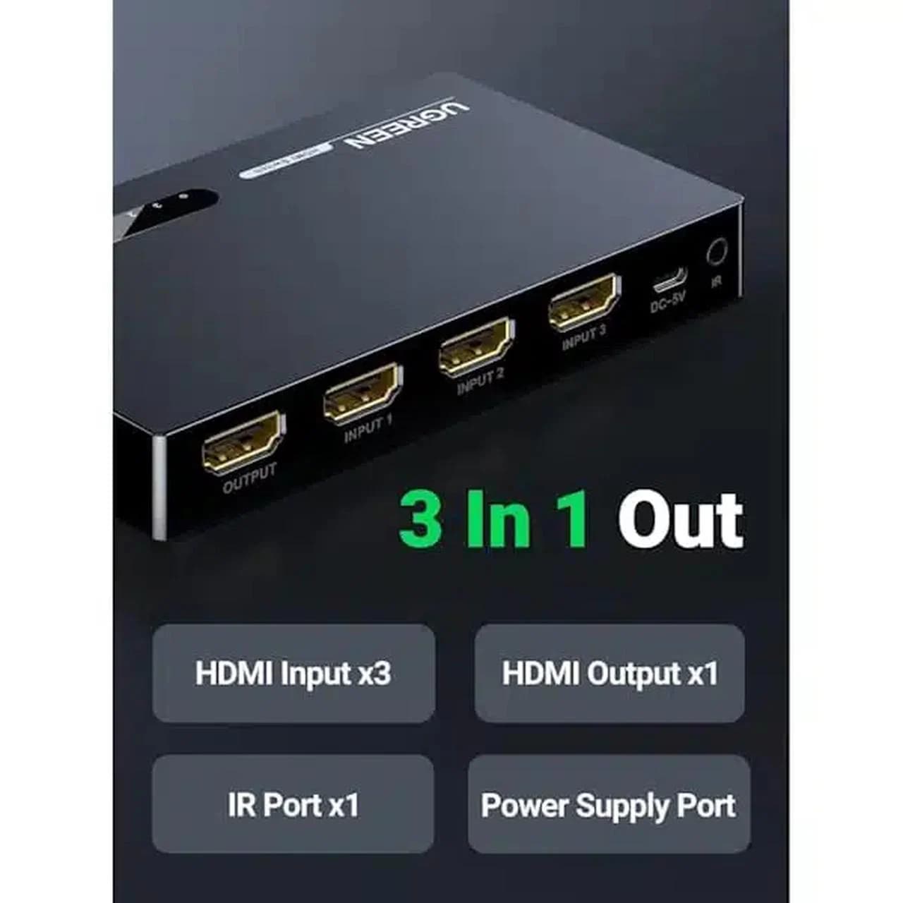 سوئیچ 3 پورت UGREEN HDMI 3D 4K مدل 40234 — تصویر ۷