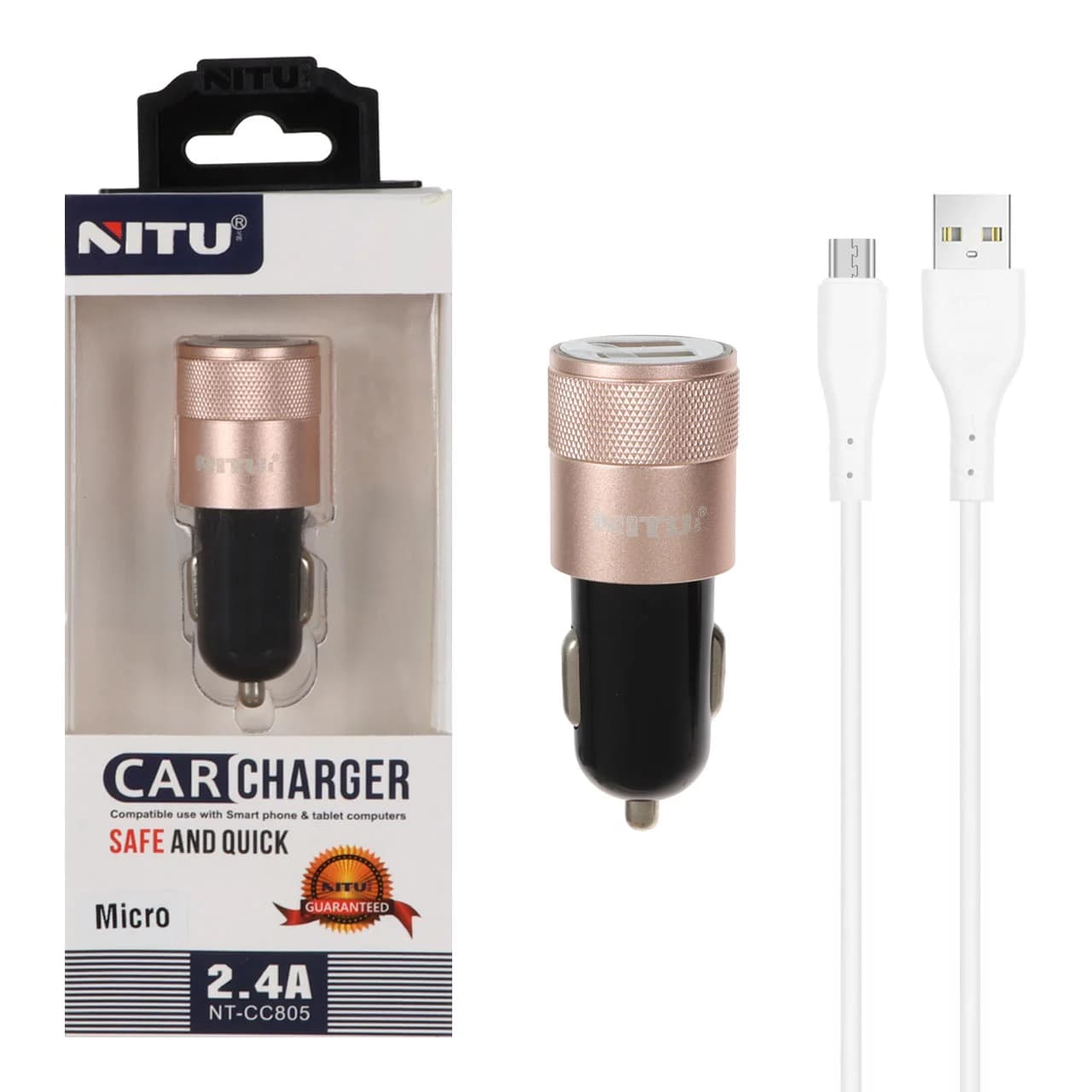 شارژر فندکی فست دو پورت NITU مدل CC805 به همراه کابل شارژ اندروید