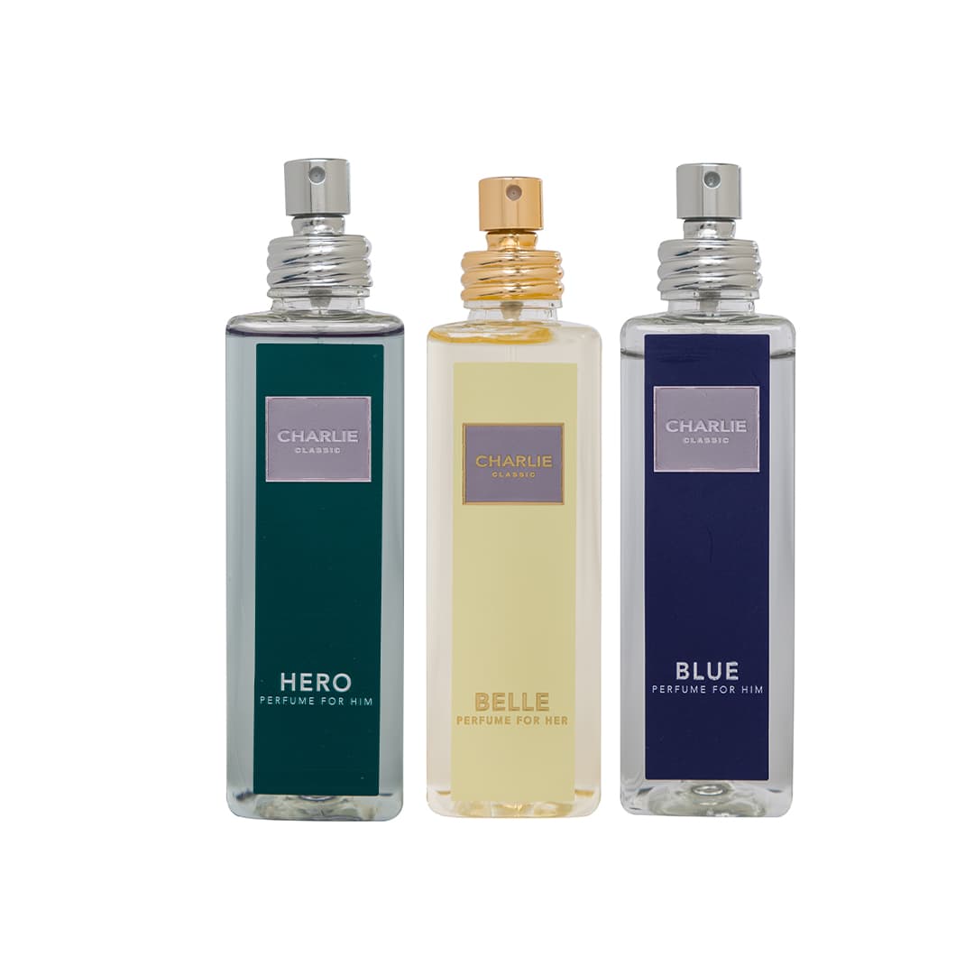 عطر چارلی رایحه هیرو بل و بلو حجم 100 میلی‌لیتر مجموعه 3 عددی