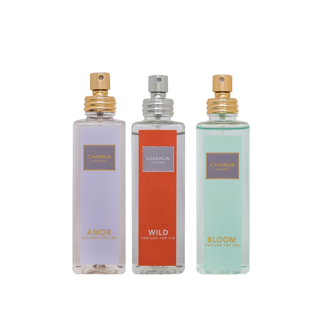 عطر چارلی رایحه آمور، وایلد و بلوم حجم 100 میلی‌لیتر مجموعه 3 عددی