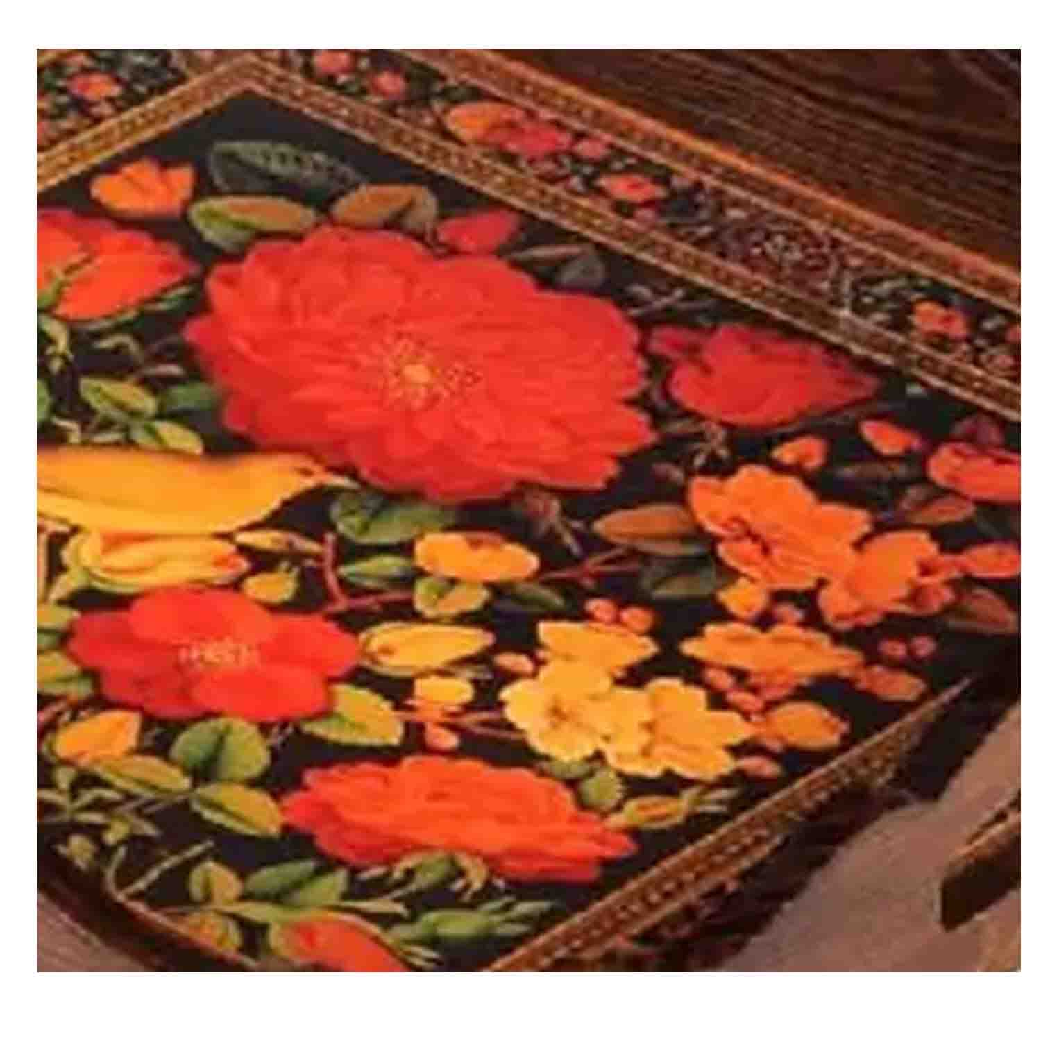 سینی دکوپاژ مربع 29در29-گل و مرغ-ماهد کد 02601121 — تصویر ۲