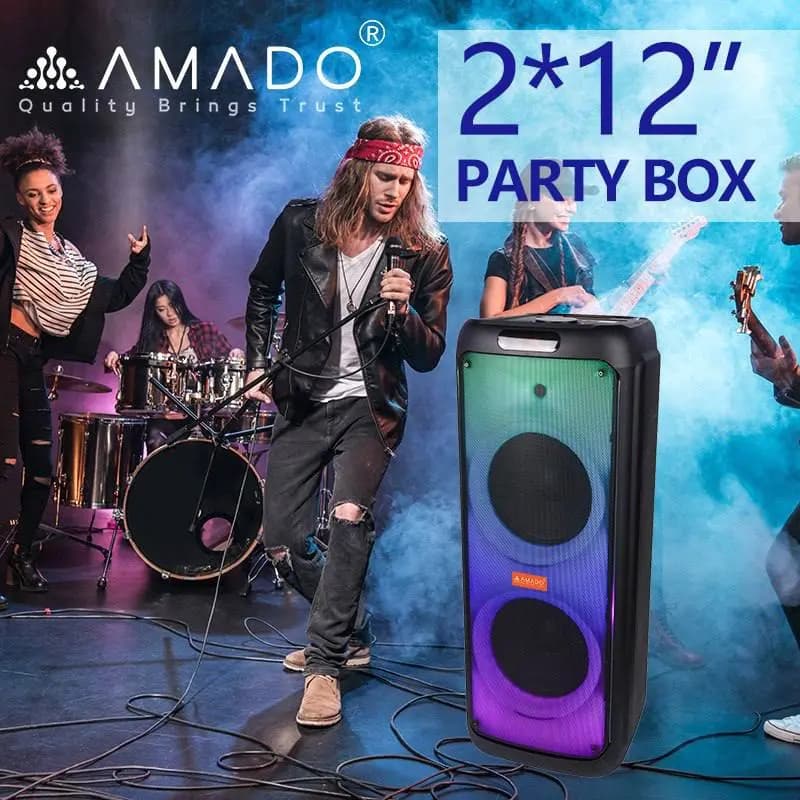 اسپیکر بلوتوثی و پارتی باکس آمادو مدل AMADO AMS-1212 — تصویر ۳