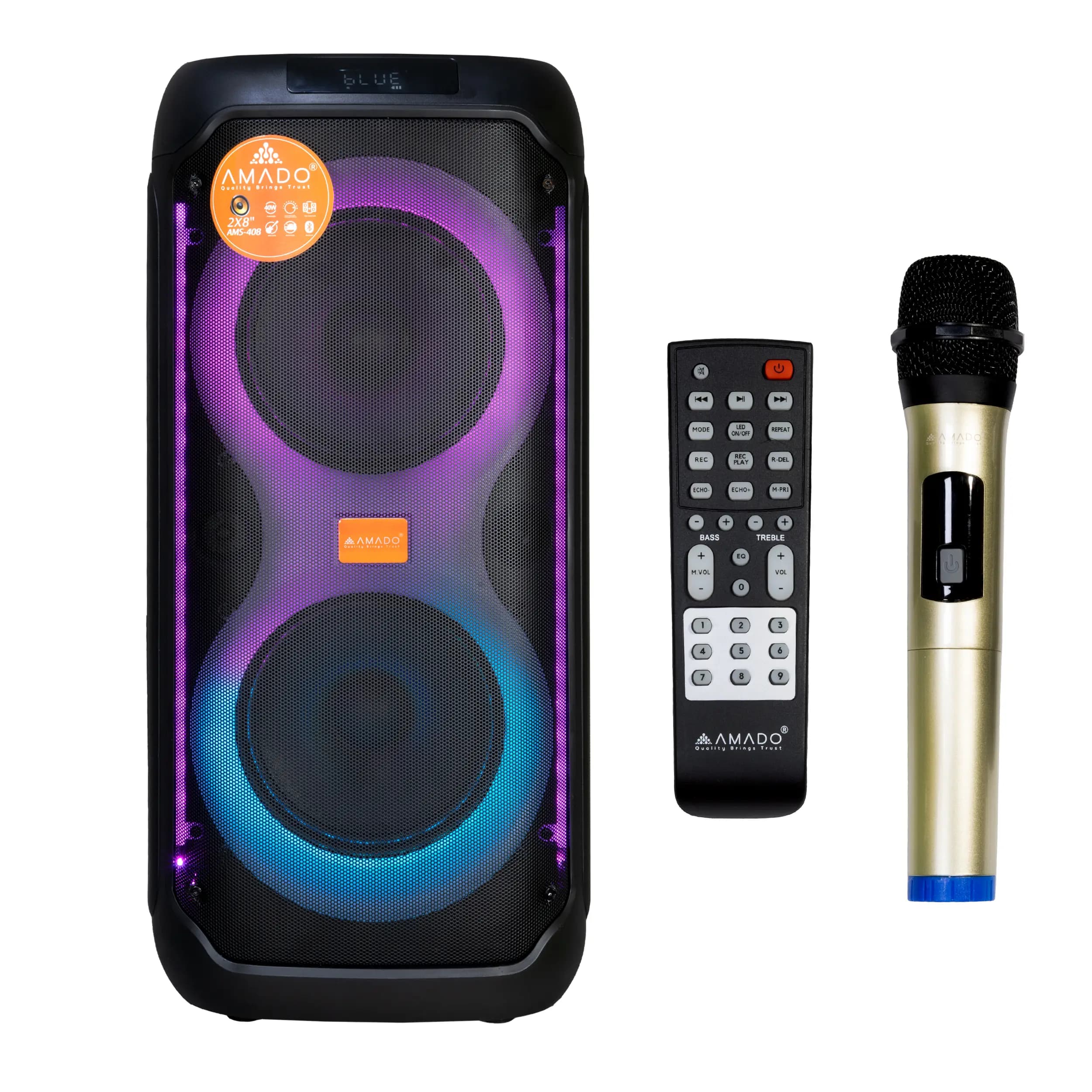 اسپیکر و پارتی باکس 40 واتی آمادو مدل AMADO AMS-408 — تصویر ۷