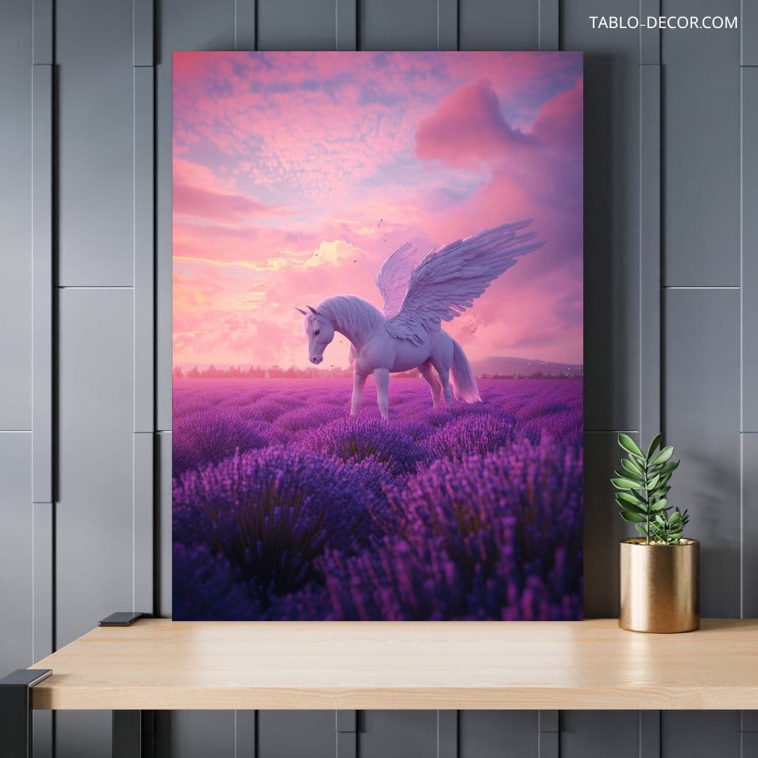 تابلو دکوراتیو فانتزی اسب بالدار صورتی Pink winged horse — تصویر ۲