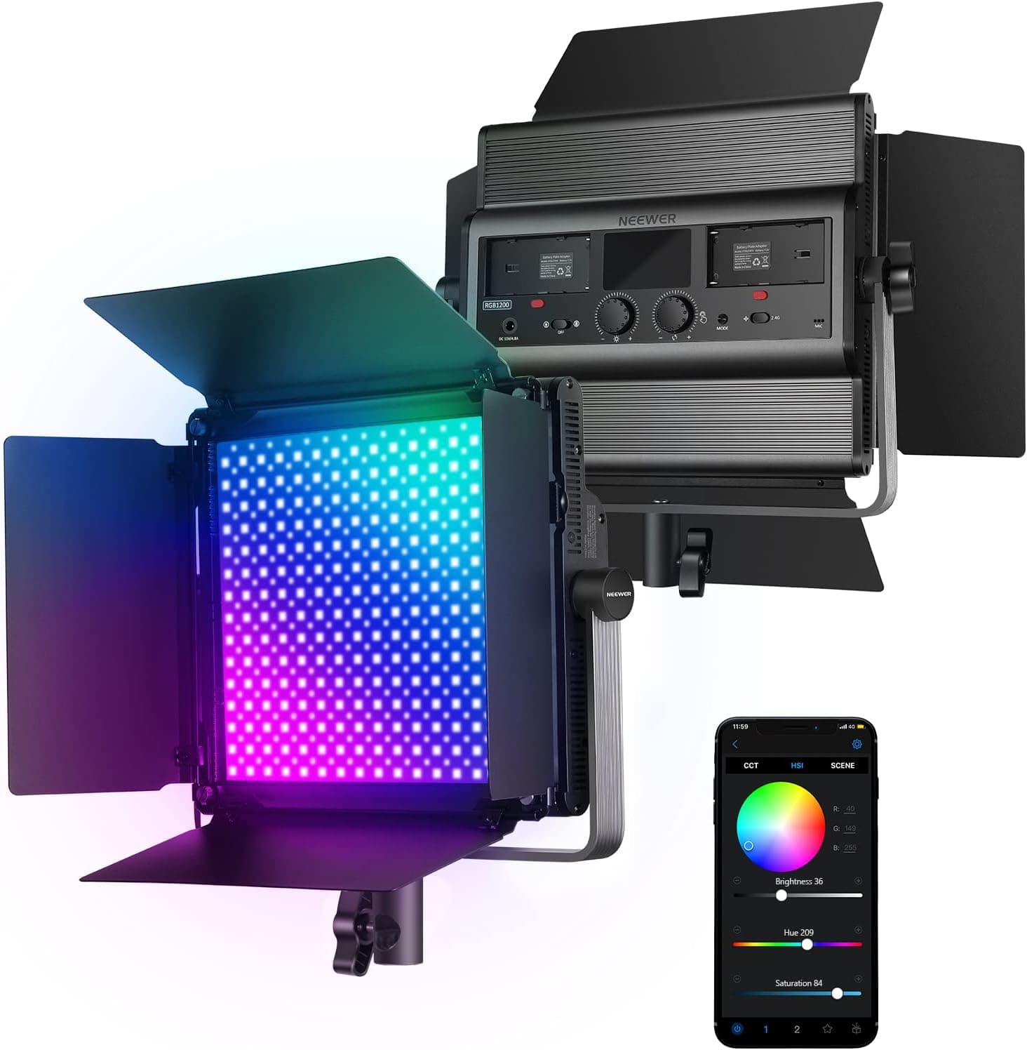 پنل نور ویدئویی NEEWER RGB1200 RGB LED – توان 60 وات