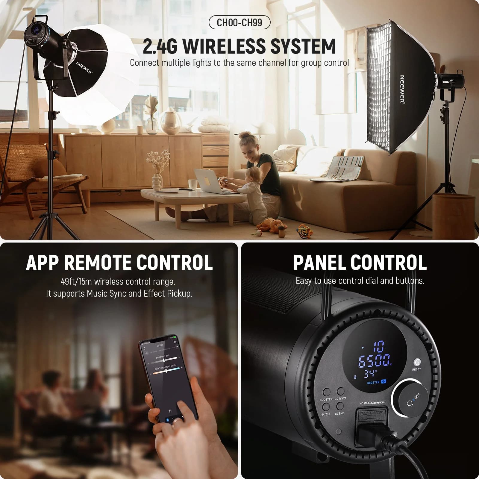 نور ویدئویی دو رنگ نئور NEEWER CB300B – توان 320 وات — تصویر ۳