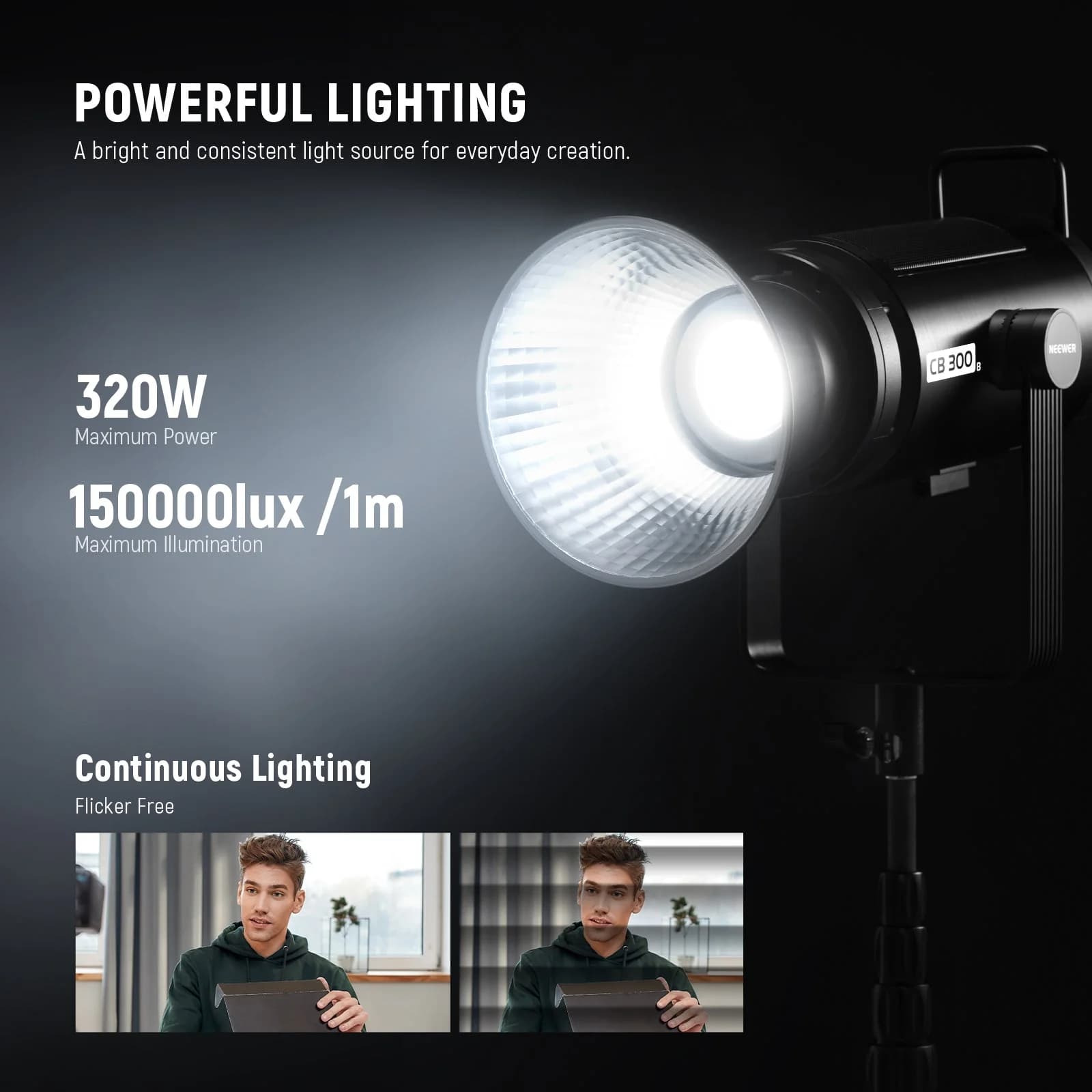 نور ویدئویی دو رنگ نئور NEEWER CB300B – توان 320 وات — تصویر ۶