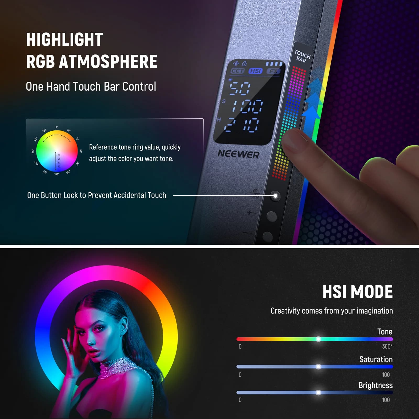 نور RGB NEEWER مدل RGB2 – همراه حرفه‌ای تولید محتوای تو — تصویر ۵