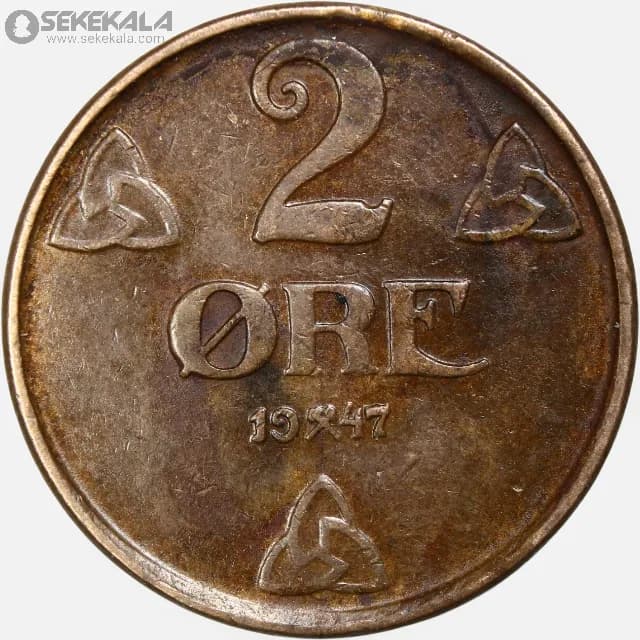 سکه 2 اوره نروژ 1947 (هاکان هفتم) — تصویر ۲