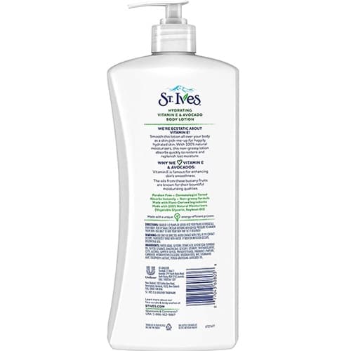 لوسیون بدن آبرسان آووکادو و ویتامین E سنت ایوز St Ives Hydrating Avocado Vitamin E Body Lotion مناسب پوست‌های خشک و دهیدراته حجم 532 میلی لیتر — تصویر ۳